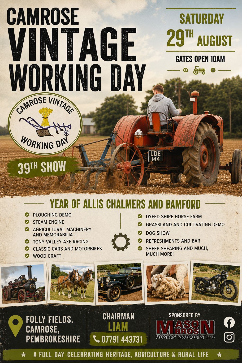 Saturday, 29th August, 2026 - The 39th Camrose Vintage Working Day