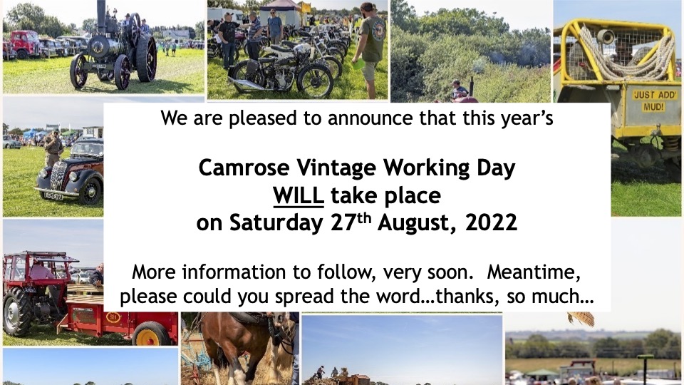 27th August, 2022 - Camrose Vintage Working Day