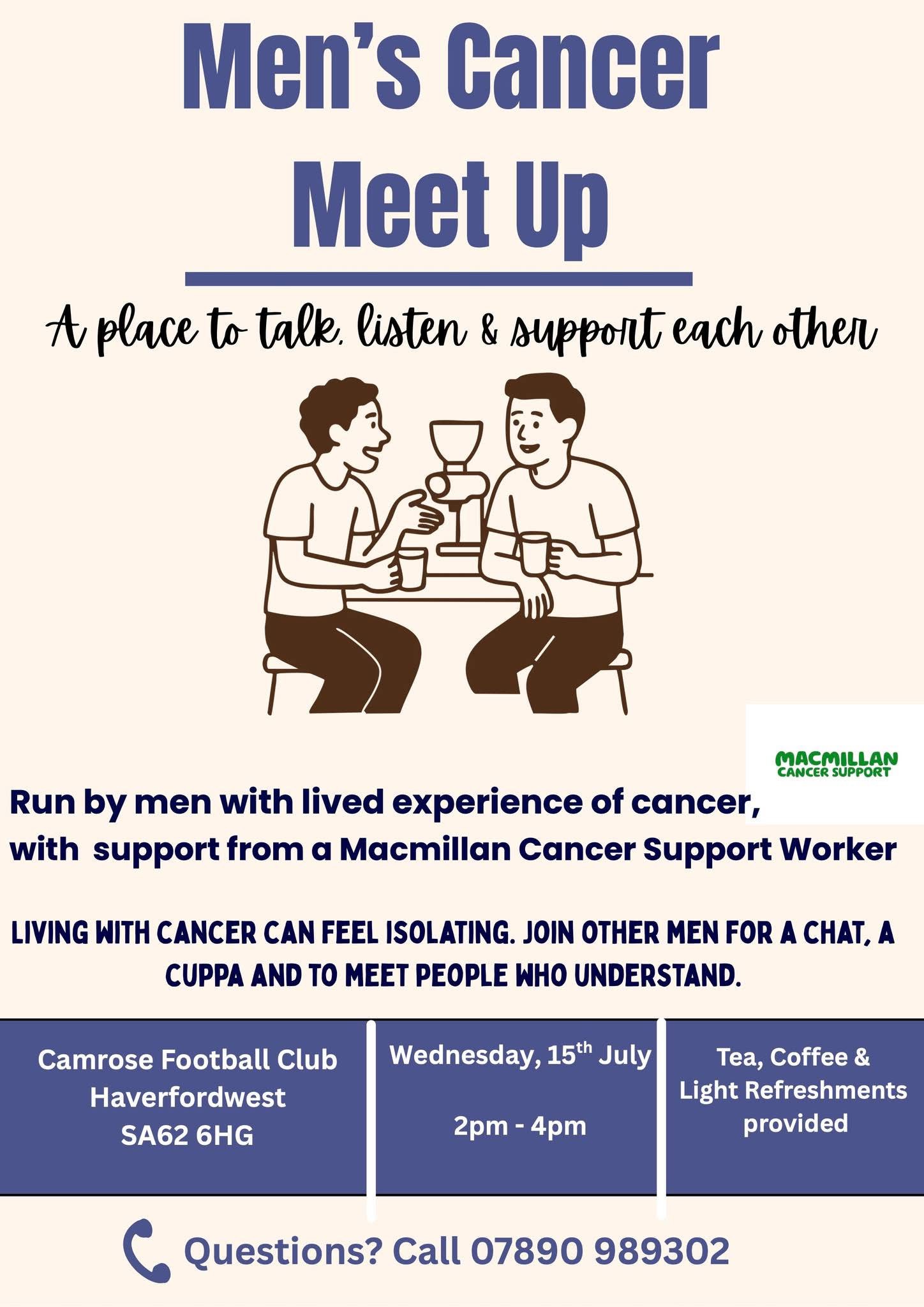 Wednesday, 15th July - Men's Cancer Meet Up