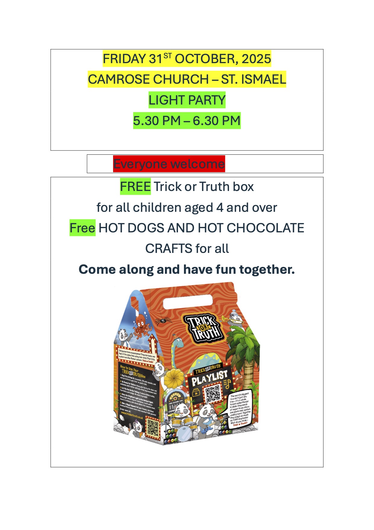 31st October - A Light Party @ Camrose Parish Church